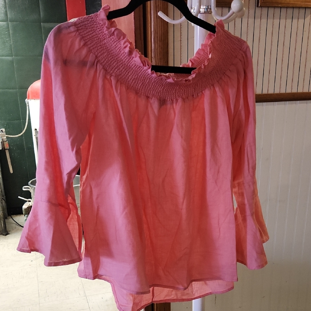 Women's Pink Off-Shoulder Blouse